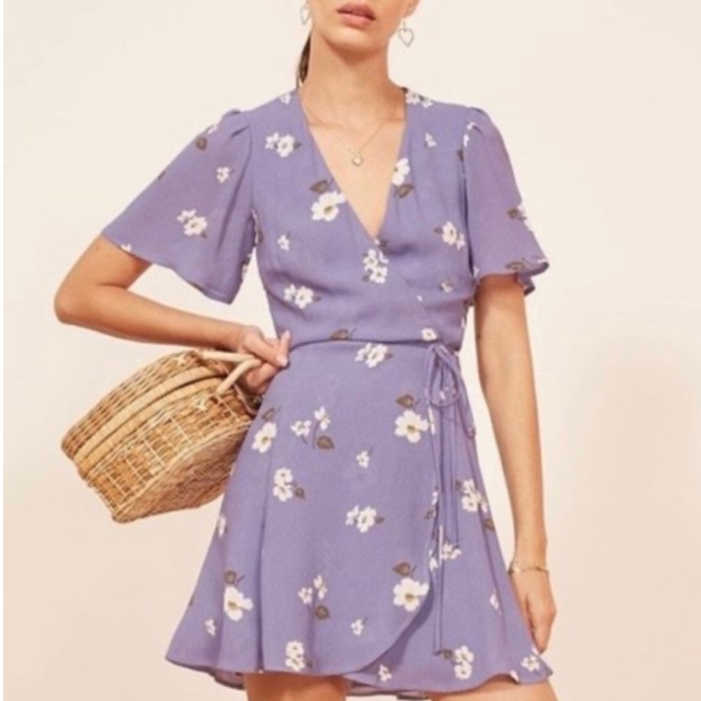 Reformation Adele Wrap Dress in Lilac - Size XS